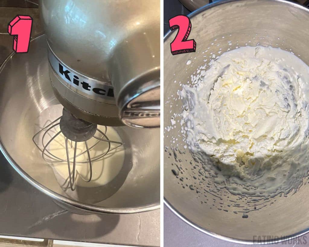 process shots showing how to make whipped cream