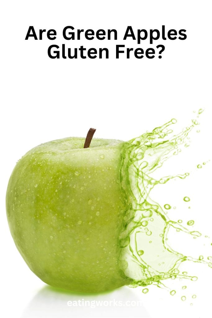 Photo of green apple exploding with text that says are green apples gluten free?