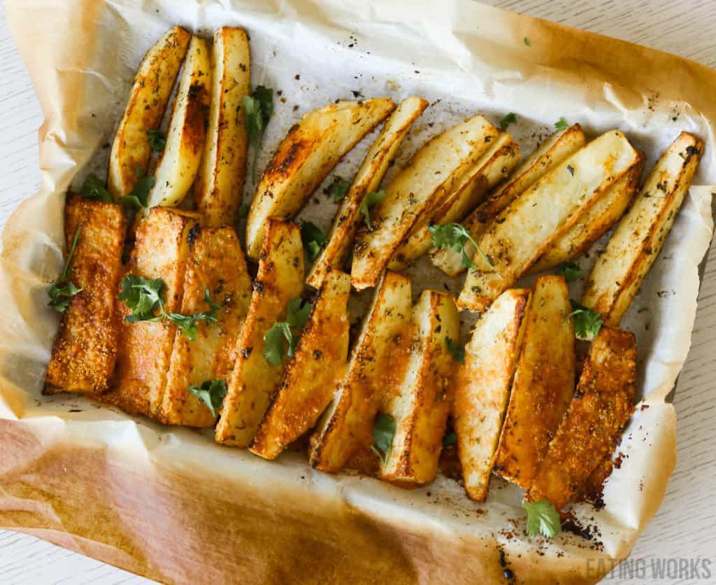 buffalo wild wings potato wedge recipe on a baking sheet