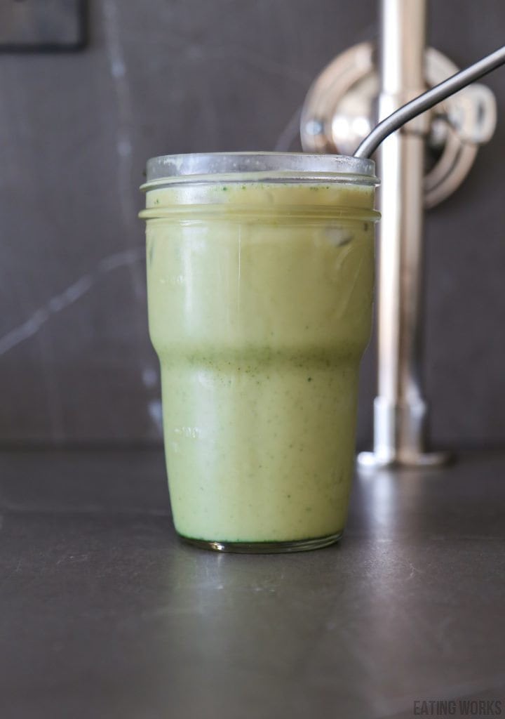 dirty matcha latte blended up